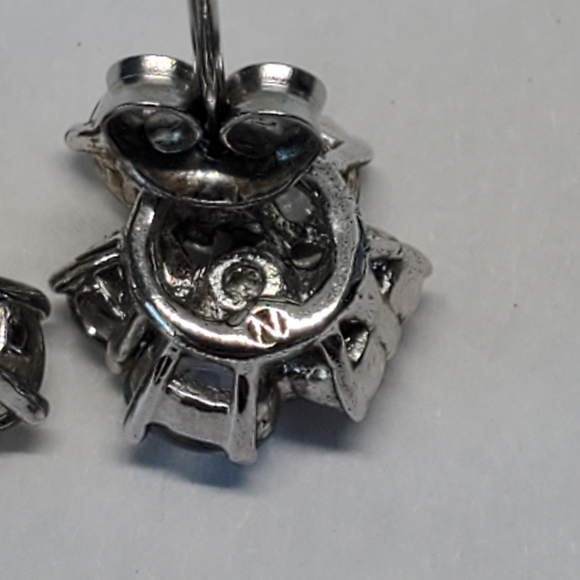 Nadri Rhodium Plated Crystal Cluster Stud Earrings - Picture 4 of 6